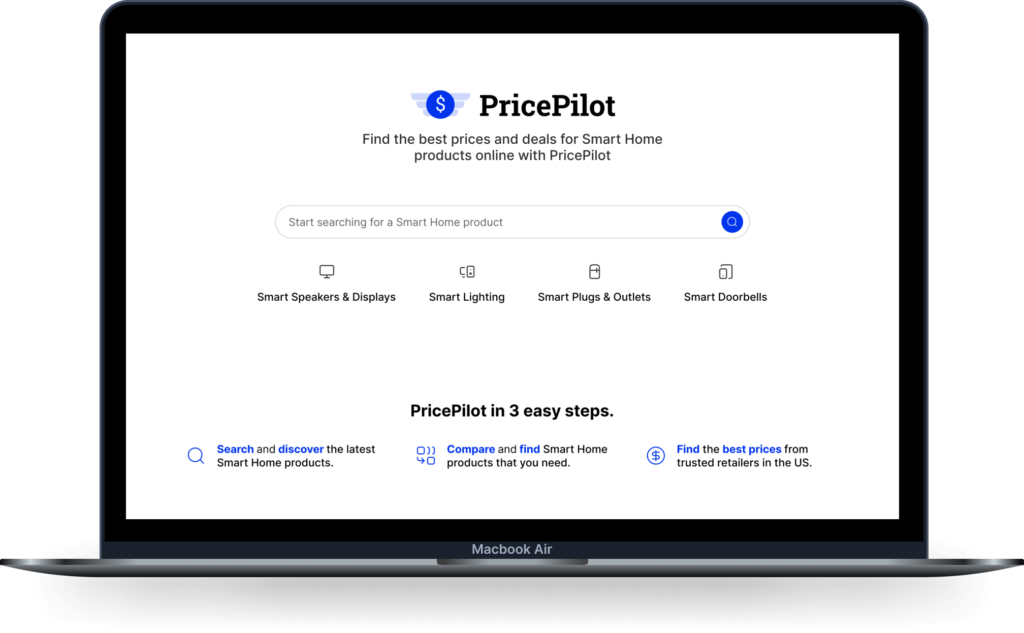 PricePilot's homepage intuitive search homepage mockup