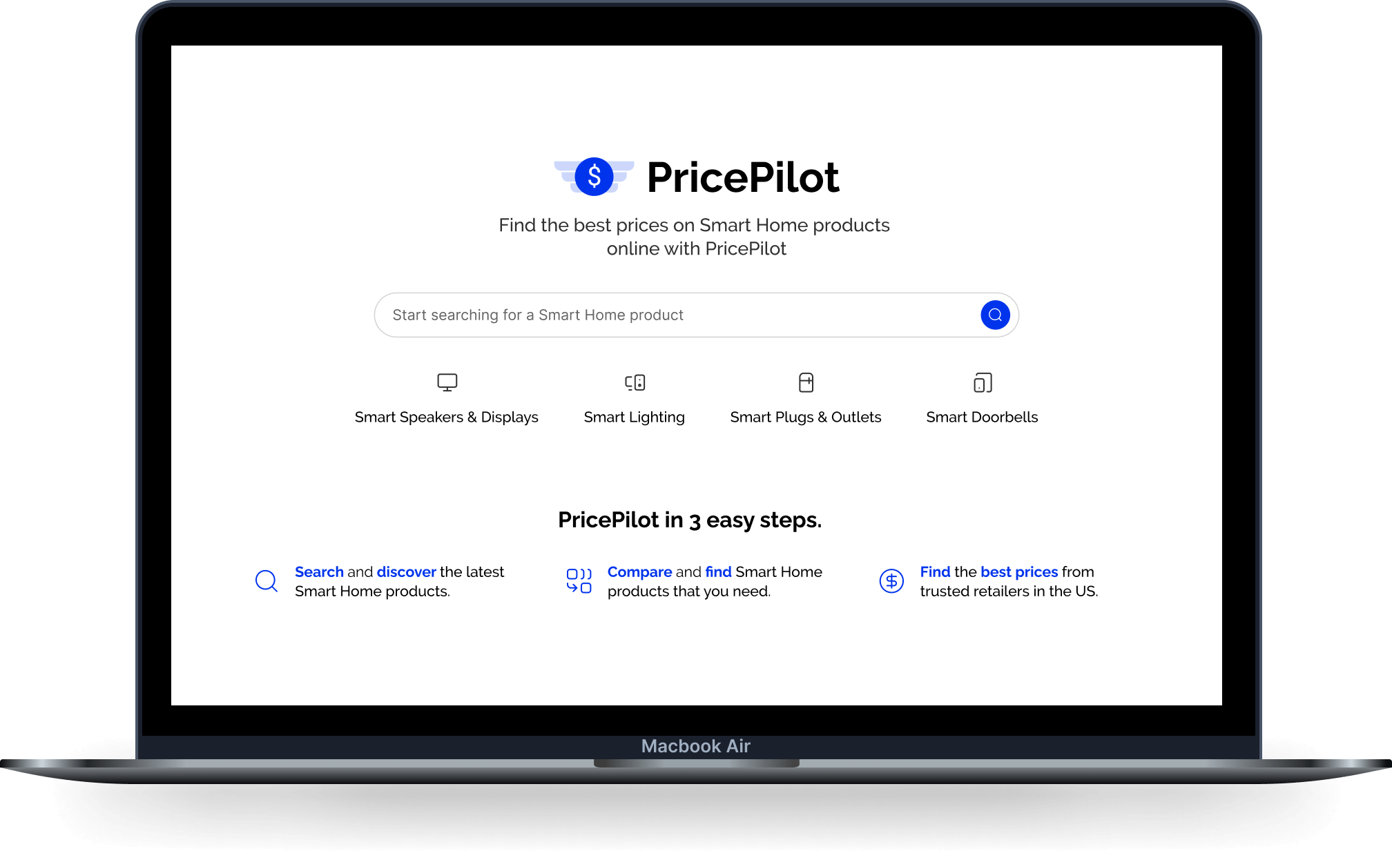 Mockup of PricePilot homepage