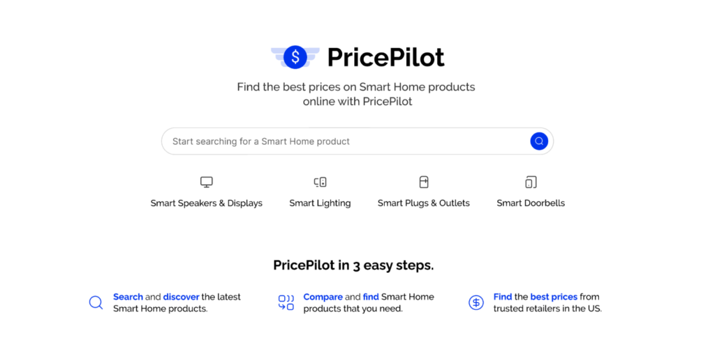 View of the PricePilot homepage