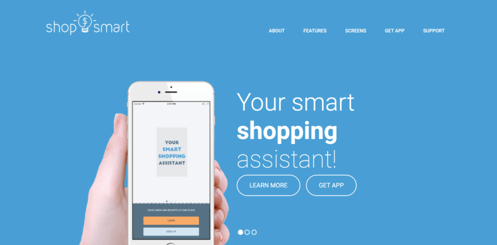 View of the ShopSmart homepage