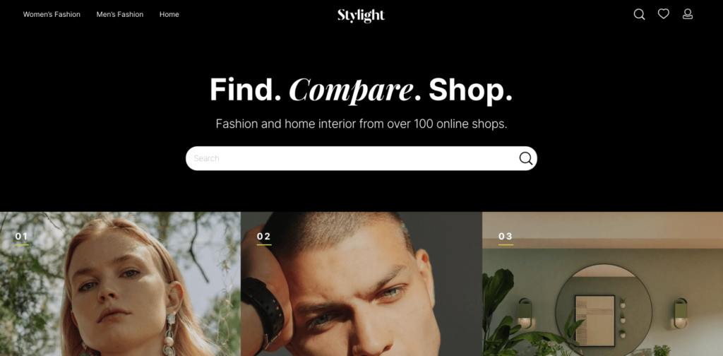 View of the Stylight homepage